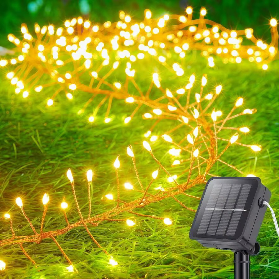 IEEYEEY LED Solar-Feuerwerkslichterkette aus Kupfer für Garten und Außenbereich, wasserdichte Gartengirlande als Feenlicht für Hochzeit, Party und Weihnachten - Bild 2