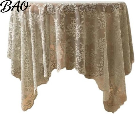 Florale Spitzen-Tischdecke von baozhaocai in Grün und Beige, faltresistente Retro-Tischabdeckung mit floralem Muster für Hochzeiten und Esstische - Bild 1