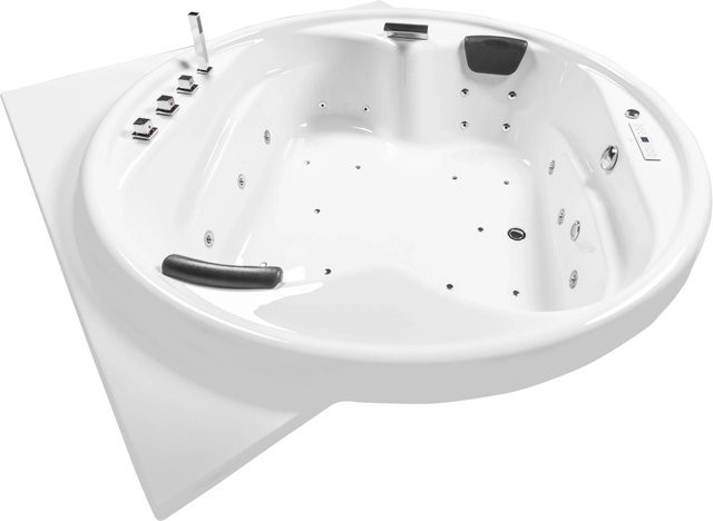 Basera Indoor Podest-Whirlpool Badewanne XXL Gomera mit Ecke in Hochglanz Weiß B/T: 186 x 186 cm - Bild 1