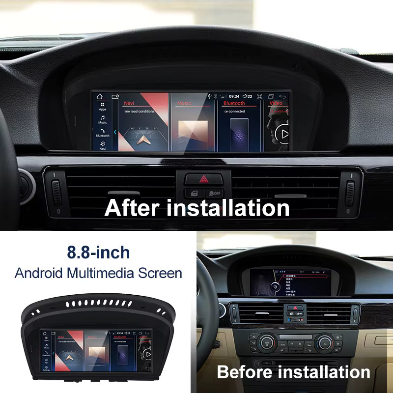 STWEI Multimedia Bildschirm mit Android Auto und CarPlay für BMW 3er und 5er Serie E60 E61 E90 E91 CCC CIC inklusive GPS in Schwarz - Bild 2