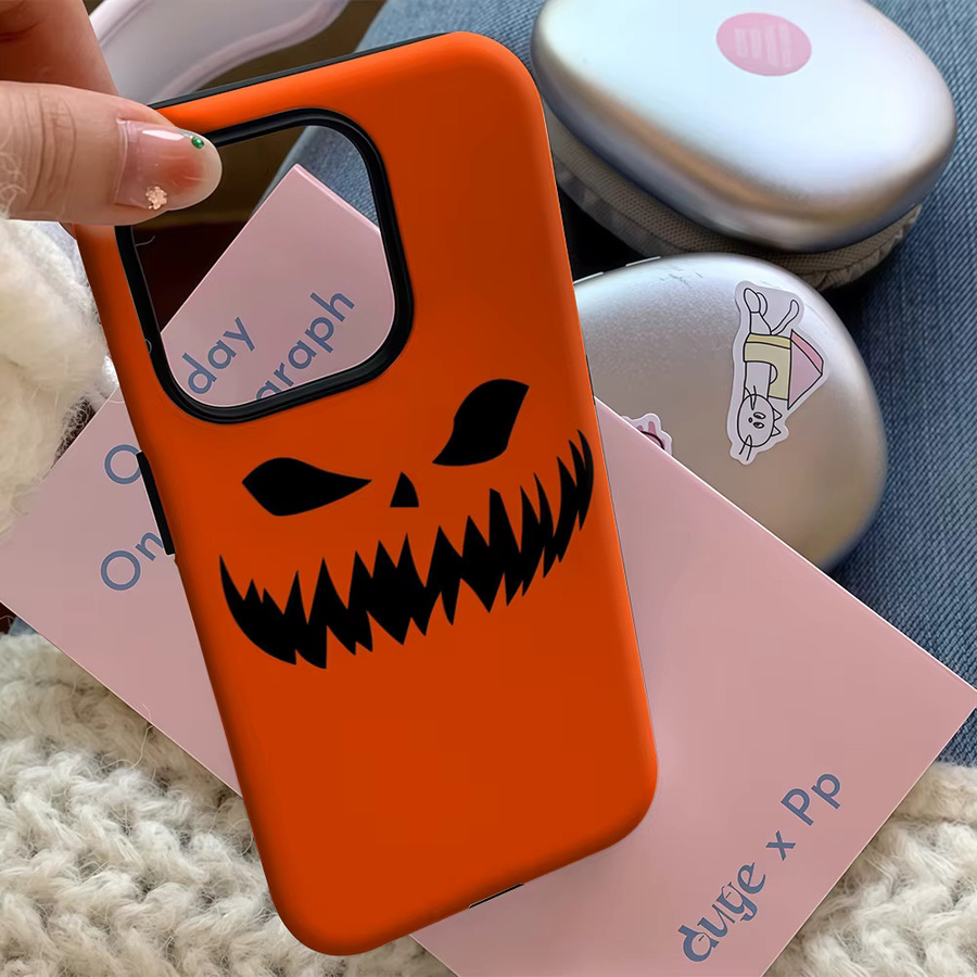 Halloween Evil Pumpkin Handyhülle für iPhone 17 16 15 14 13 12 11 Pro Max Plus mit doppelschichtiger Rückseite in Orange - Bild 5