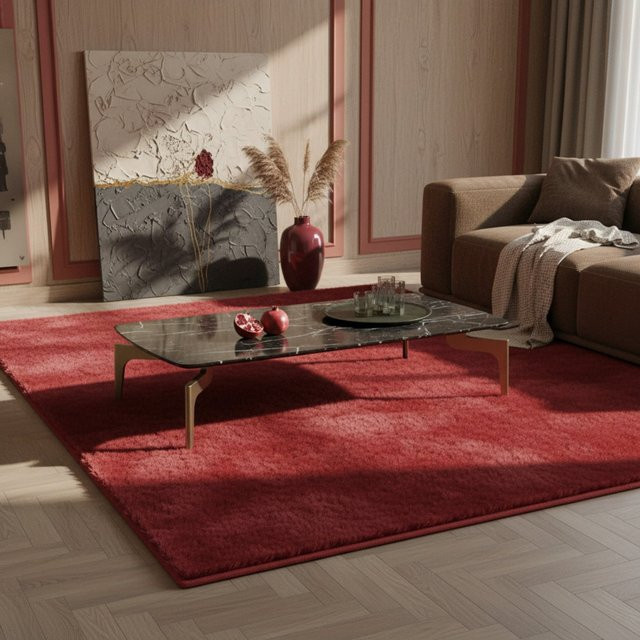 Waschbarer Kurzflorteppich NECKAR von Kadima Design, einfarbig, Rot, B: 240 cm, T: 340 cm - Bild 1