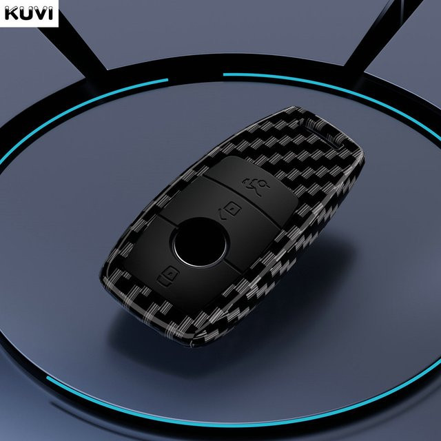 Kuvi Carbon Faser Schlüsselhülle für Mercedes Benz A C E S G Klasse GLC CLE CLA GLB GLS in Schwarz - Bild 1