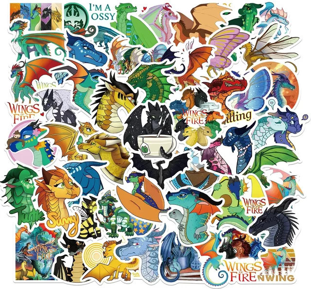 50 Stück Wings of Fire Graffiti Aufkleber in Multicolour für Laptop, Wasserflasche und Skateboard - Bild 1