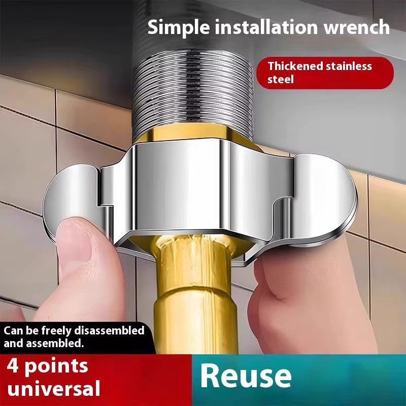 HUXUAN Metall Wasserhahn Sechskant Mutter Spanner Reparatur Werkzeug in Silber - Bild 3