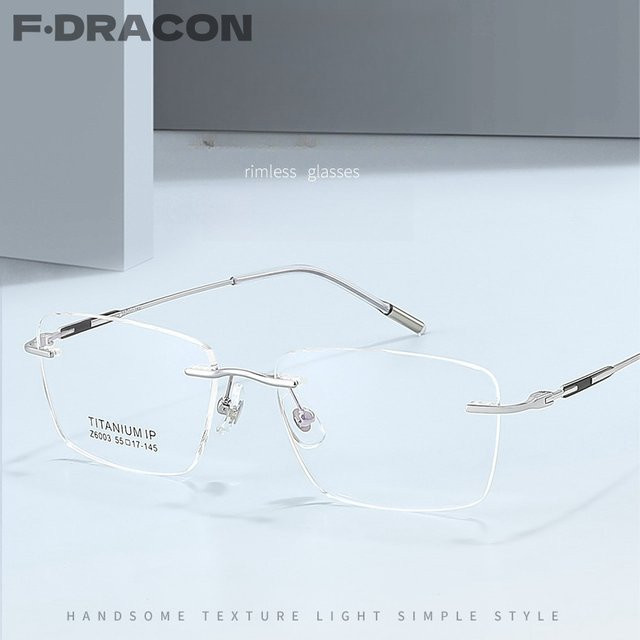 F·DRACON Korrektionsbrille, randlos, quadratisch, Titan, silber, Herren - Bild 1