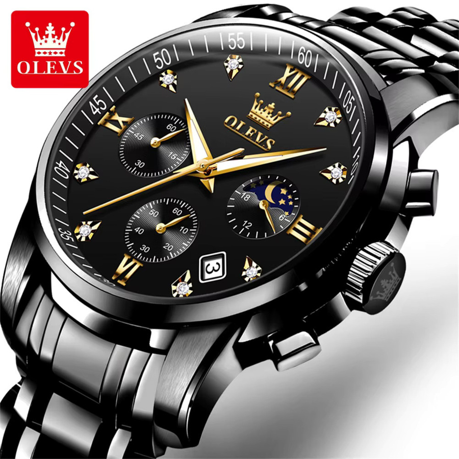 OLEVS Chronograph, Quarz, Edelstahl, Herren, Datum, 3 ATM - Bild 6