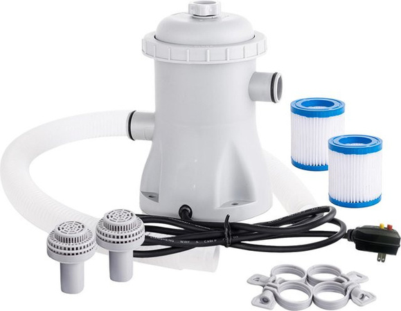 Binchi Outdoor Product Elektrische Poolfilterpumpe für Planschbecken mit 2 Filterkartuschen, Weiß, 330 GPH