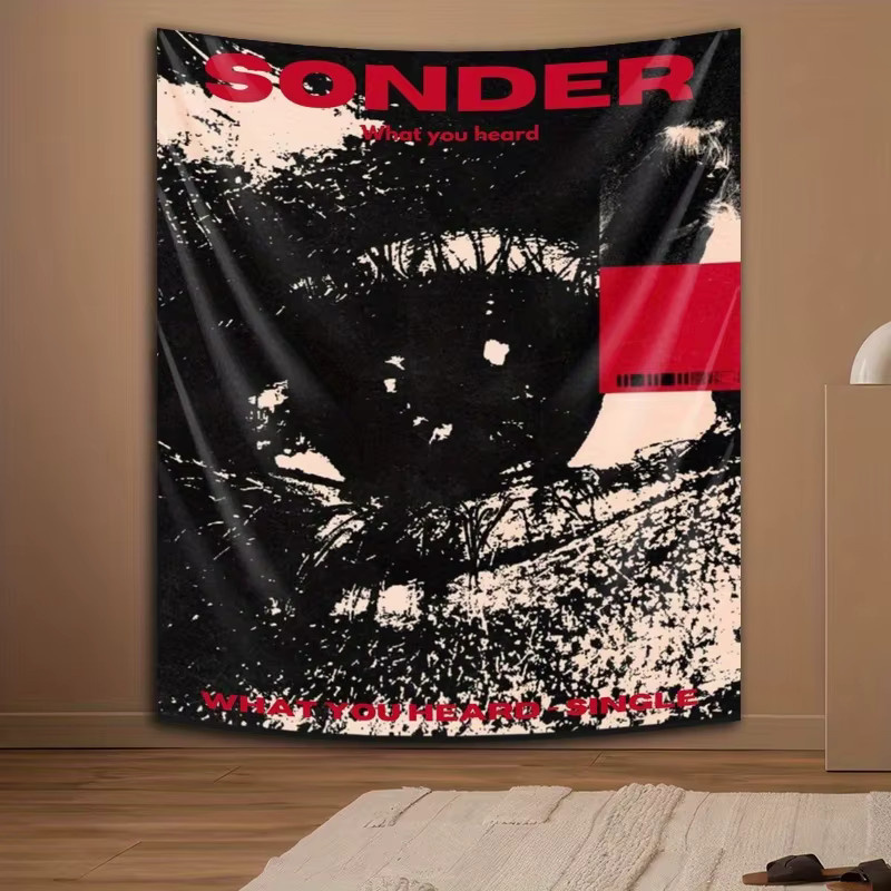 VIKAMA Wandteppich Dark Retro Eye in Rot und Schwarz als abstrakte Raumdekoration, B/H: 60 x 40 cm - Bild 3