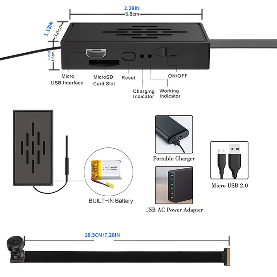 Kleine 4K DIY WLAN-Überwachungskamera mit 2,0 MP und 1080P Bildqualität in Schwarz für Live-Übertragung per Smartphone-App - Bild 2