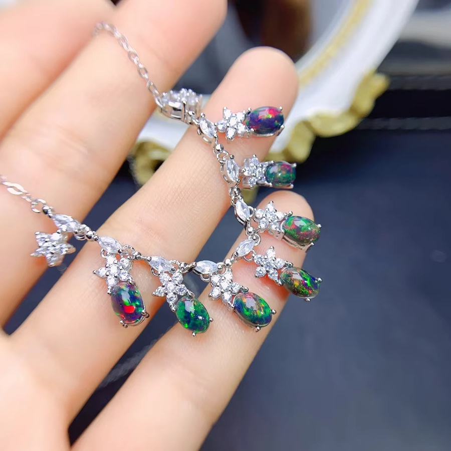 MACORY Schmuckanhänger, 925 Silber, Schwarzer Opal, Damen - Bild 2