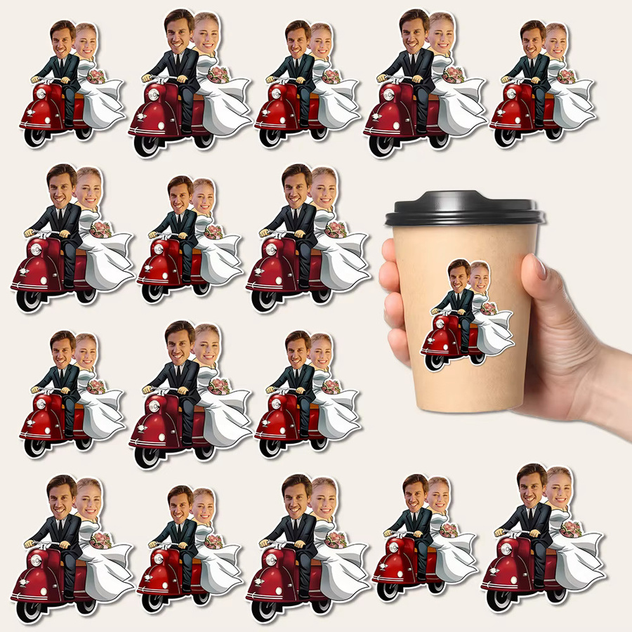 WEIGAO Personalisierte Gesichtsaufkleber für Hochzeitsgeschenke und Verlobungsfeiern, bunte Fotoaufkleber für deine Hochzeitsdekoration - Bild 2