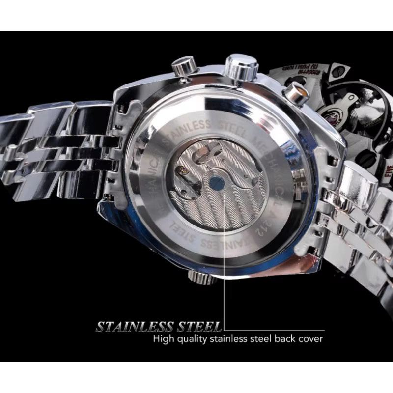 JARAGAR Armbanduhr Automatik, Edelstahl, Silber, Herren - Bild 3