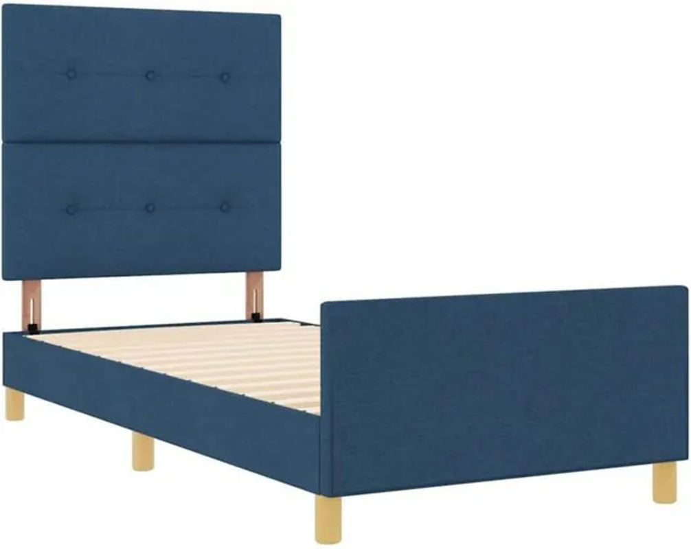 Modernes Polsterbett mit Kopfteil von vidaXL aus Stoff und Holz, Blau, B: 80 cm, L: 200 cm, H: 128 cm - Bild 1