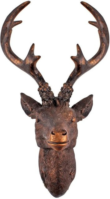 Lex Hirschkopf Wanddeko Hirschgeweih in Bronze und Braun, B/H: 47,5 x 61 cm - Bild 1