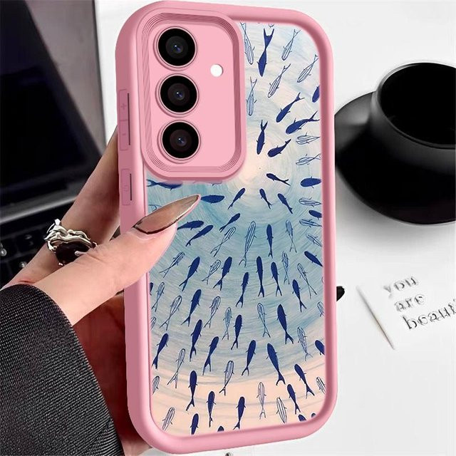Samsung Handyhülle mit Delfinmuster in Pink für Galaxy S25 Edge S24 S23 S22 Ultra S24 FE A56 A55 A36 A26 A16 A15 A35 A54 5G - Bild 1