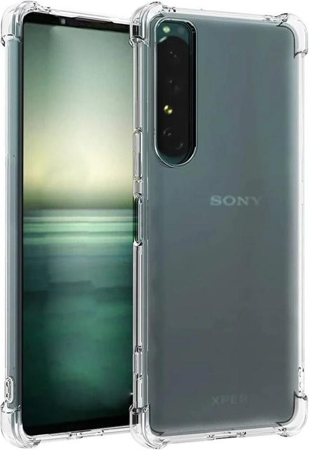 Stoßfeste TPU Handyhülle mit Airbag-Ecken für Sony Xperia 1 III in Grau und Transparent - Bild 1