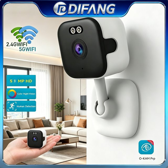 DiFang 2K 3MP WLAN-Babyphone IP-Kamera mit Nachtsicht und Bewegungserkennung, Weiß - Bild 1