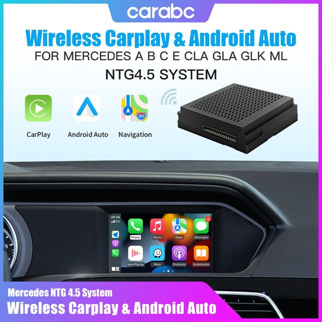 CARABC Drahtloses CarPlay für Mercedes Benz mit Android Auto und Glanzhoji Link, Schwarz, kompatibel mit Modellen A, B, C, E, CLA, GLA, GLK, ML und NTG4,5 - Bild 1