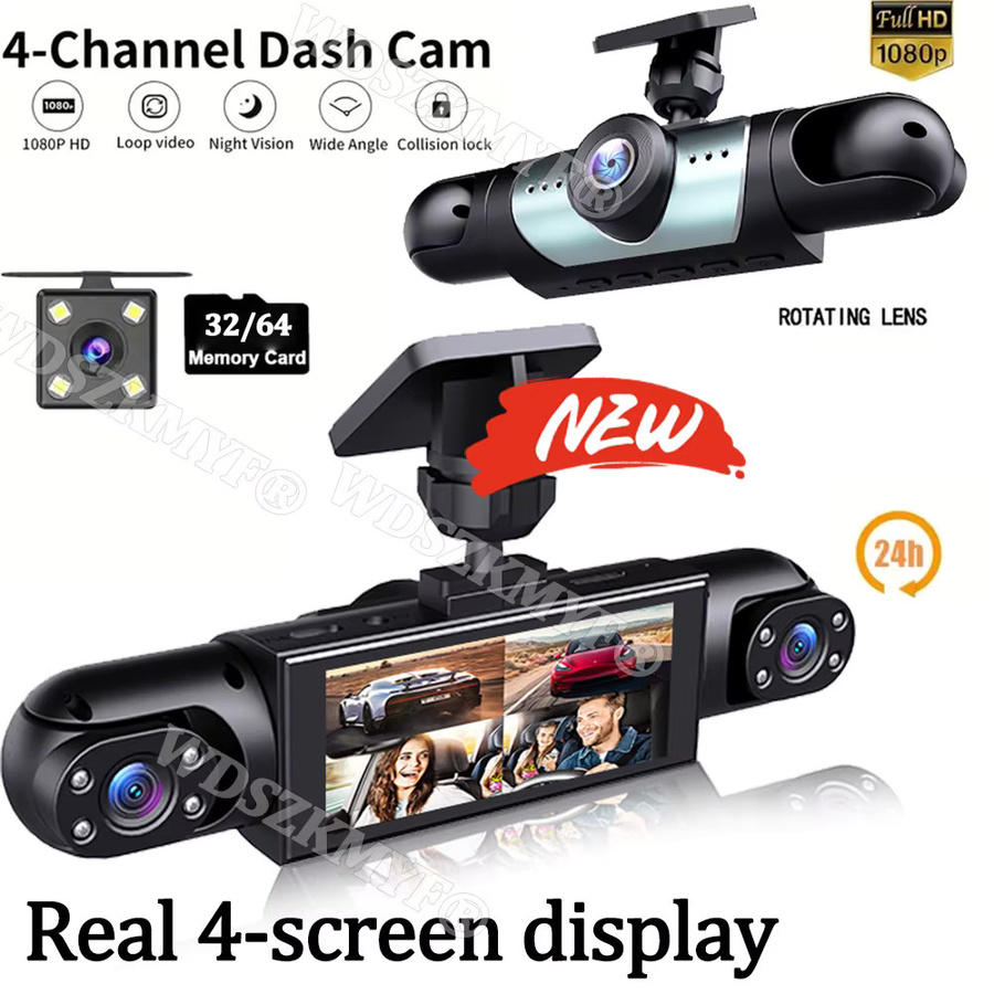 WDSZKMYF 360° Dash Cam mit 4 Objektiven, Full HD 1080P Auto Kamera für Vorne, Links, Rechts und Rückansicht, Black Box in Schwarz - Bild 4