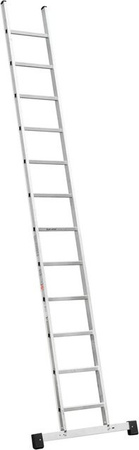 Iller Anlegeleiter aus Aluminium mit 18 Sprossen und Traverse in Silber