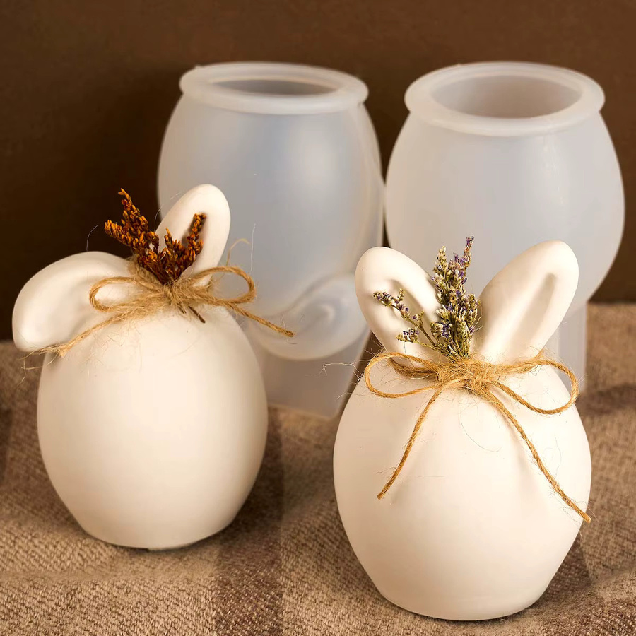 Silikon Kerzenform Hase Ei für Ostern zur Herstellung von Kerzen, Seifen oder Gipsfiguren in Weiß - Bild 3