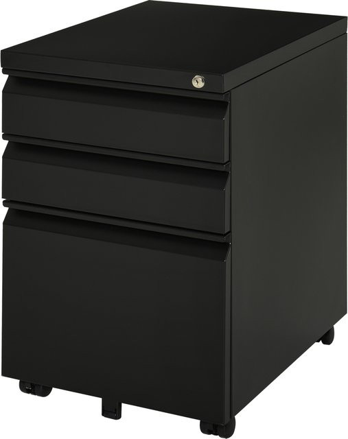 Vinsetto Rollcontainer aus Stahl mit 3 Schubladen und Rädern, Schwarz, B/T/H: 39 x 48 x 60 cm - Bild 1