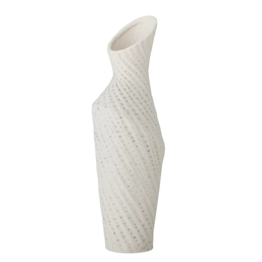 Bloomingville Keramikvase Fikla in Weiß mit skandinavischem Design und gedrehter Form, Höhe: 29 cm - Bild 1