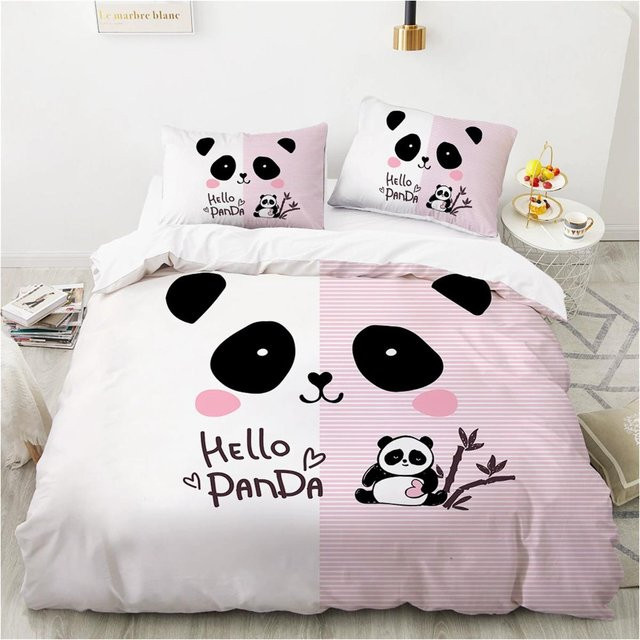 Allbestart Bettwäscheset Panda Bär mit Bettbezug und Kissenbezügen aus Mikrofaser, B/H: 135 x 200 cm - Bild 1