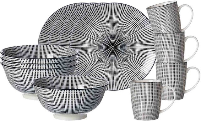 Ritzenhoff & Breker Kombiservice Takeo Stripes aus Porzellan, 16er Set, Schwarz gestreift - Bild 1