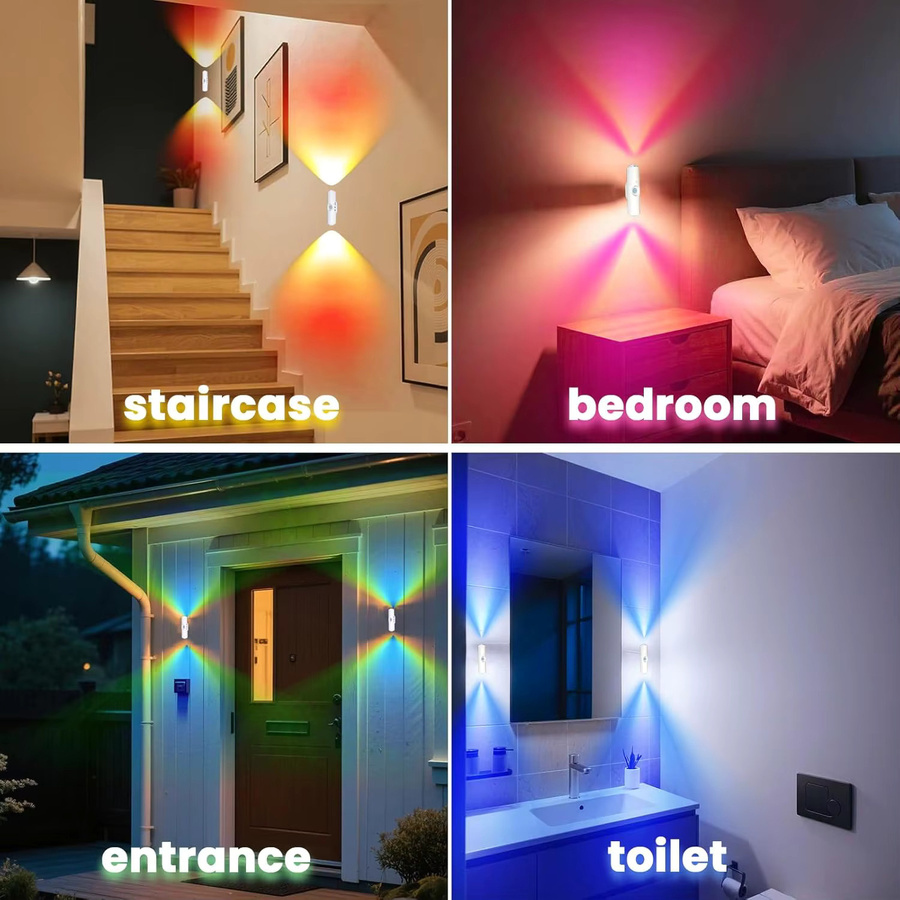 GGBEE LED Nachtlicht mit Bewegungsmelder, kabellose magnetische Wandleuchte mit RGB-Farbwechsel, wiederaufladbar, Weiß - Bild 5