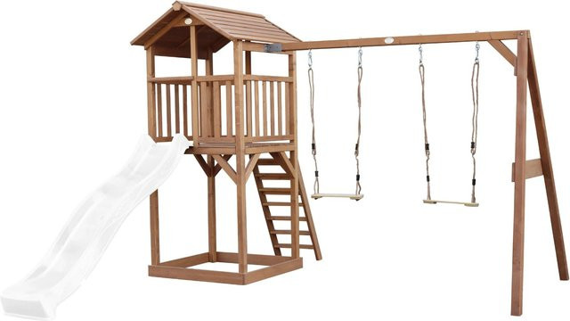 Axi Beach Tower Spielturm mit Doppelschaukel und Rutsche Braun Weiß - Bild 1