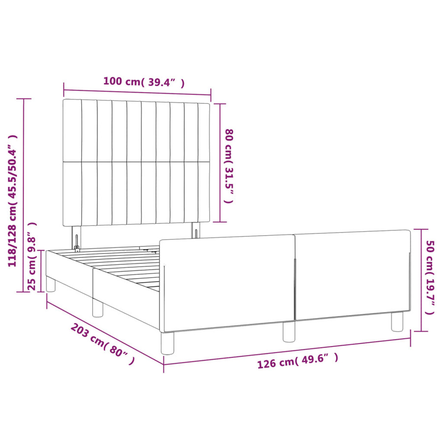 vidaXL Bettgestell mit Kopfteil in Blau aus Stoff und Sperrholz, B/T/H: 120 x 200 x 118 cm - Bild 6