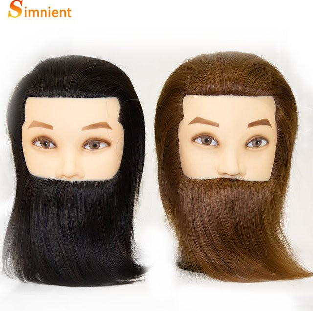 Simnient Übungskopf mit Echthaar und Bart, Herren, für Haarstyling - Bild 1