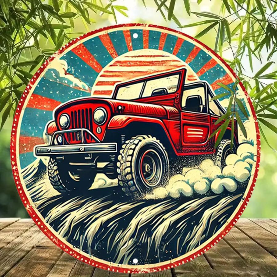 HELLOYOUNG Vintage-Metallschild aus Aluminium für Geländefahrzeuge zur Wanddekoration - Bild 4