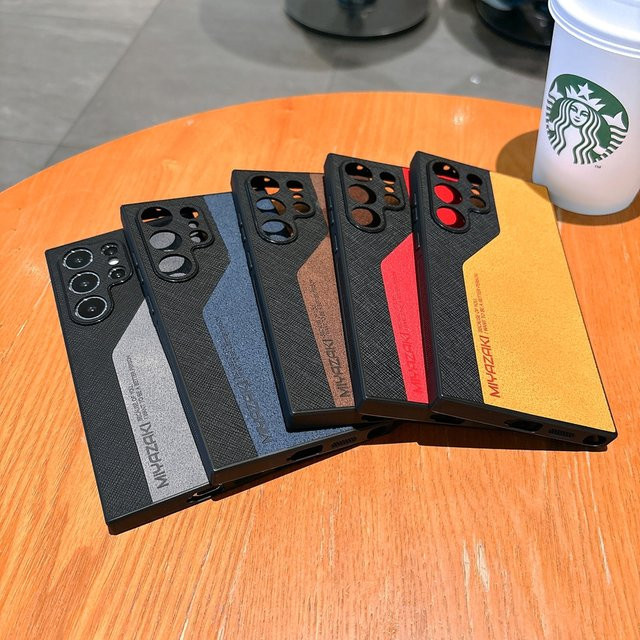 Stoßfeste Handyhülle aus mattem Leder für Samsung Galaxy S25, S24, S23, S22 Ultra und S25 Plus in Gelb - Bild 1