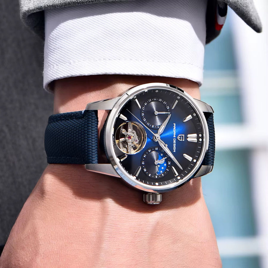 PAGANI DESIGN Armbanduhr, Automatik, Edelstahl, Leder, Herren - Bild 2