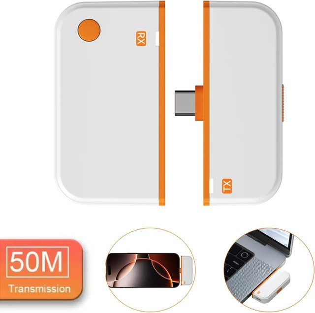 Luxuglow Kabelloser HDMI Extender USB Video Transmitter Receiver mit 50m Reichweite, Full HD 1080P WLAN Display Adapter in Weiß für PC, Laptop und TV - Bild 1