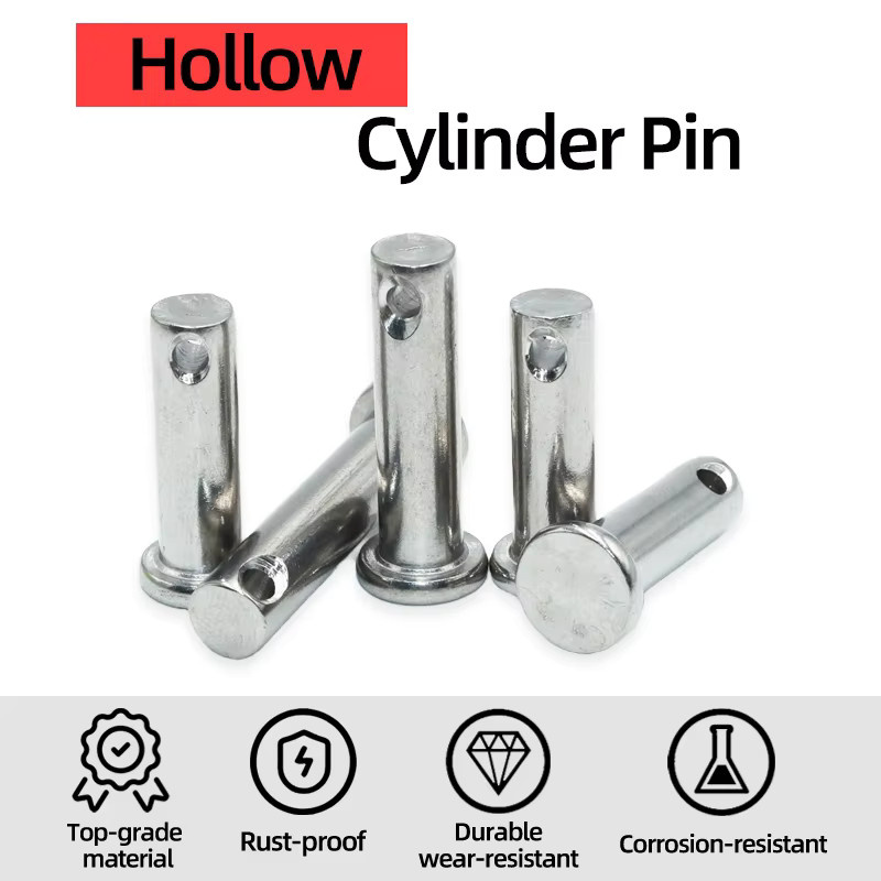 YMAX Splint-Set aus Edelstahl 304 in Silber mit Lochstift und Welle, flacher Kopf und zylindrischer Stiftstopfen für die Positionierung von Autostiften, Größen M3 bis M10 - Bild 2