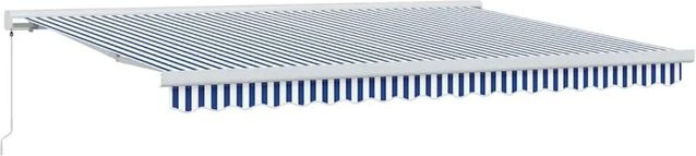 vidaXL Einziehbare Markise Blau und Weiß B: 450 cm, H: 300 cm aus Polyester und Metall - Bild 1