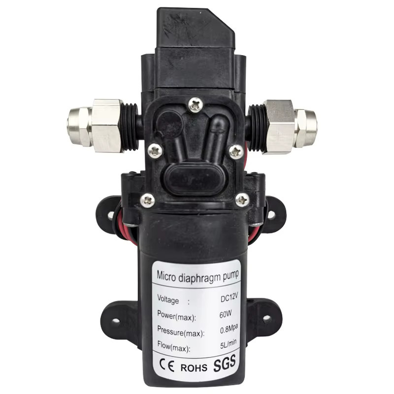 xmshxltd Hochdruck-Membranpumpe Mini-elektrische selbstansaugende Pumpe in Schwarz, DC12 V, 120 PSI, 60 W, 5 l/min - Bild 5