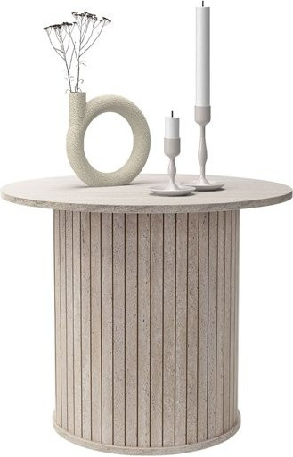 ML-Design Couchtisch rund in Beige mit Stein-Optik, Durchmesser: 60 cm, Höhe: 50 cm - Bild 1