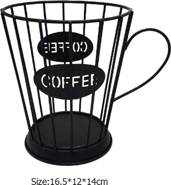 Kaffeekapselkorb Yiran Furniture aus Metall in Schwarz als multifunktionaler Ständer und Vintage Aufbewahrungsregal - Bild 1