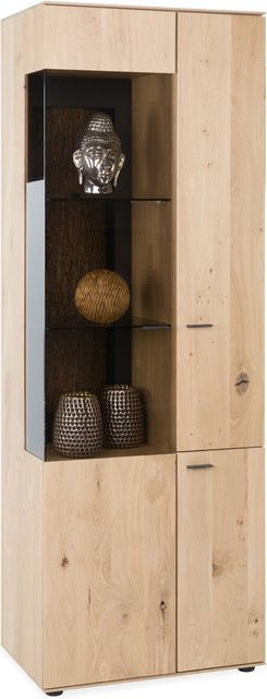 Vitrine Hartmann Heda aus Massivholz in Kerneiche Natur mit Glastüren und Regalböden, Höhe: 205 cm, Breite: 72 cm, Tiefe: 44 cm - Bild 1