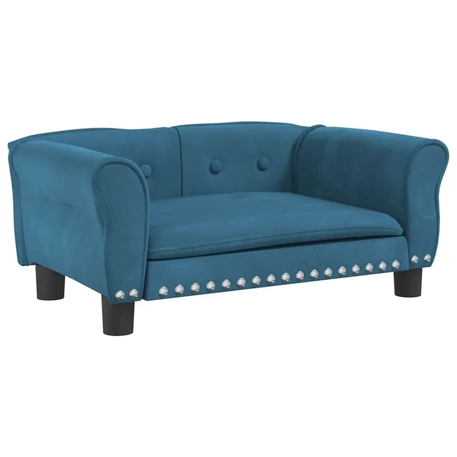 vidaXL Hundebett Sofa aus Samt in Blau, B/T/H: 70 x 45 x 30 cm - Bild 2