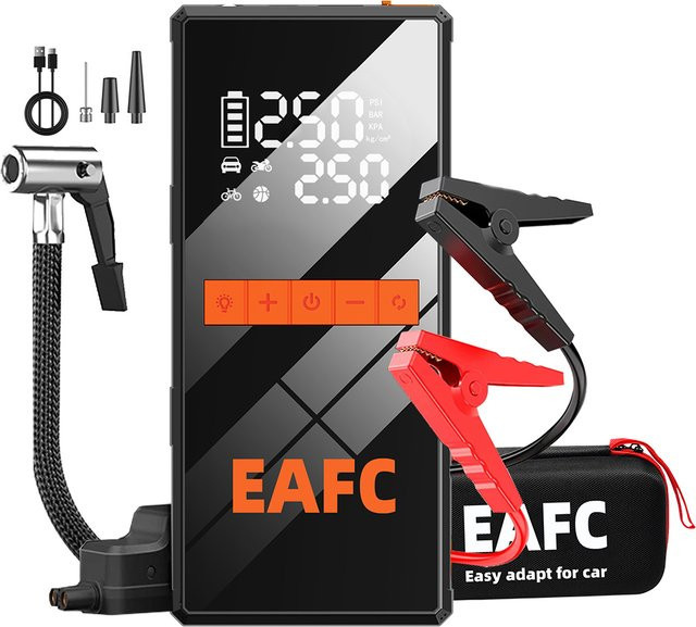 EAFC 1200A Auto Starthilfe und tragbarer 2-in-1 Luftkompressor in Schwarz - Bild 1