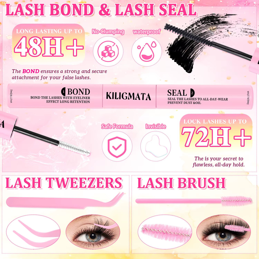 ORREUI Wimpernverlängerungs-Set mit Wimpernbuch und Wimpernbüscheln, Unisex - Bild 6