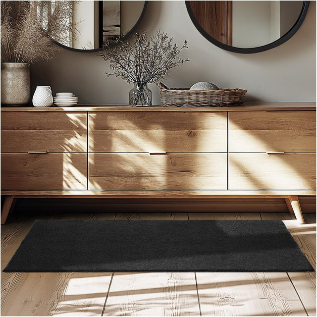 tectake Soft Zone Kurzflorteppich Schwarz, B/T/H: 150 x 80 x 1 cm - Bild 1