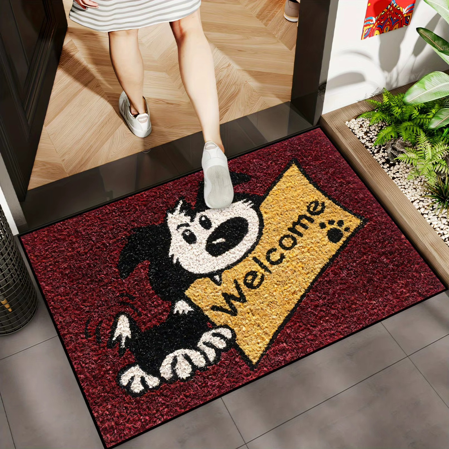 VIKAMA Willkommen Welpen Fußmatte aus Kristallflor, dekorativer Eingangsteppich für Flur und Innenbereich, Mehrfarbig, B/T: 60 x 40 cm - Bild 4