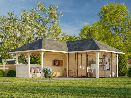 PALMAKO Pavillon Bianca Set 210 Slide aus Fichtenholz in Braun, B/H/T: 588 x 319 x 588 cm - Bild 1